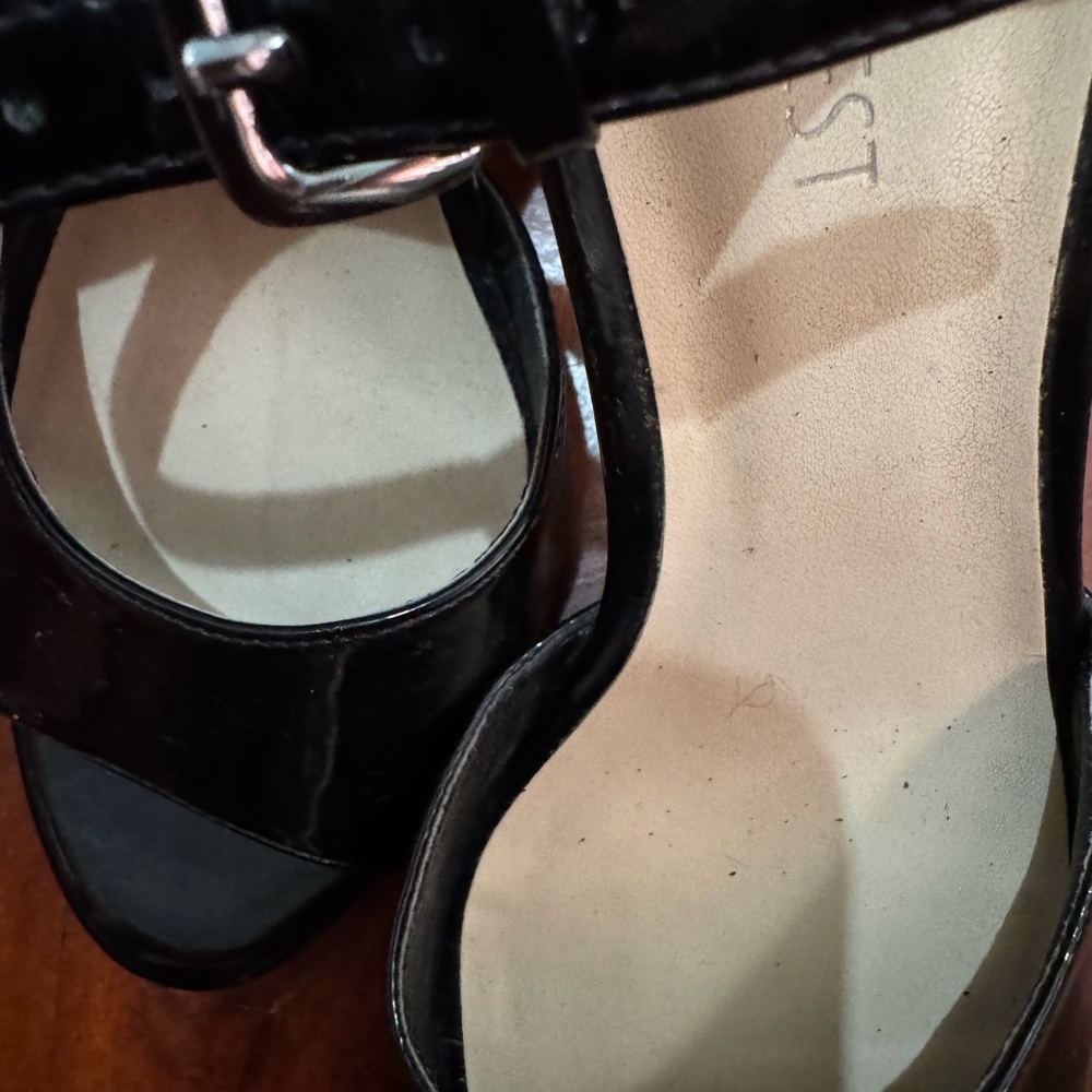 Nine West Black Patent Ankle-Strap Heels - Picture 5 of 7